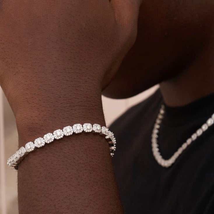 Bracelet Micro Clustered Tennis 8Shine Or Blanc