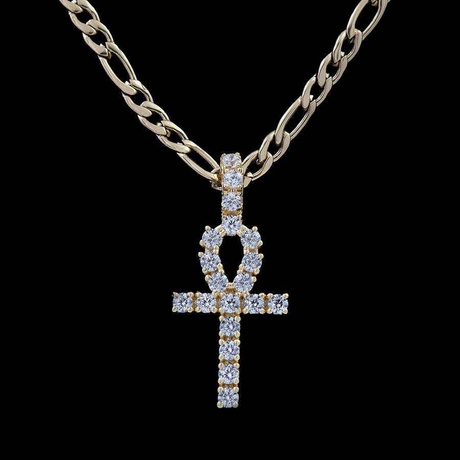 Pendentif 8Shine — Croix Ankh Micro Iced en Or Jaune