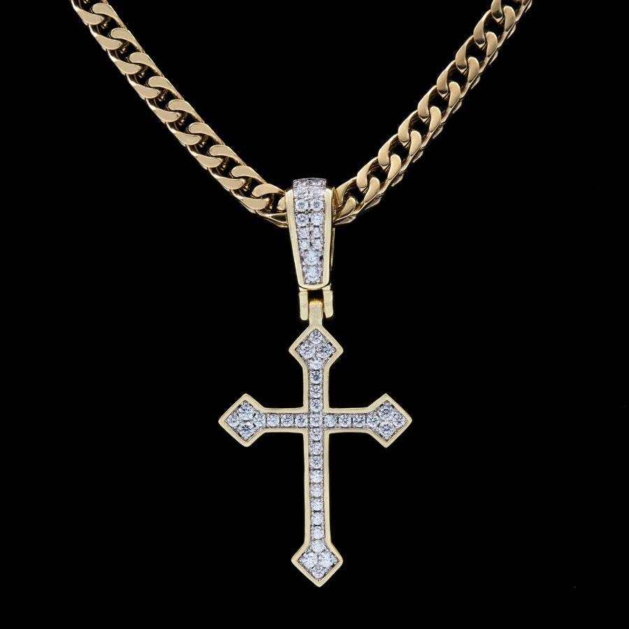 Pendentif Croix Celtique Givrée en Or Jaune 8Shine