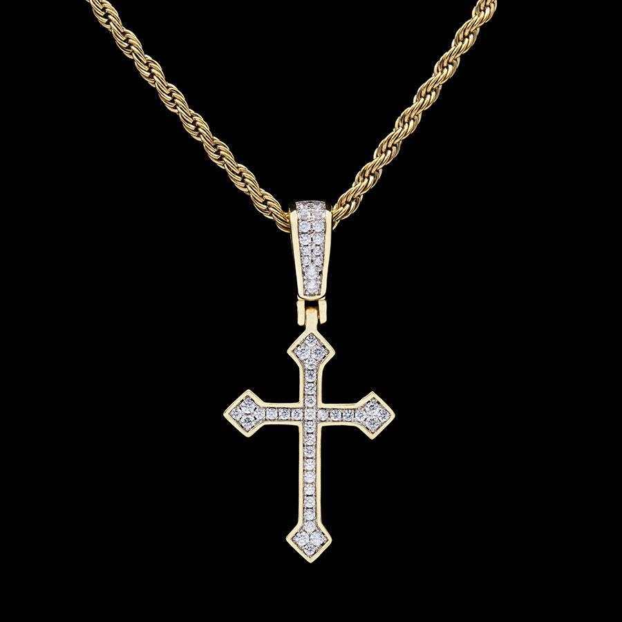 Pendentif Croix Celtique Givrée en Or Jaune 8Shine