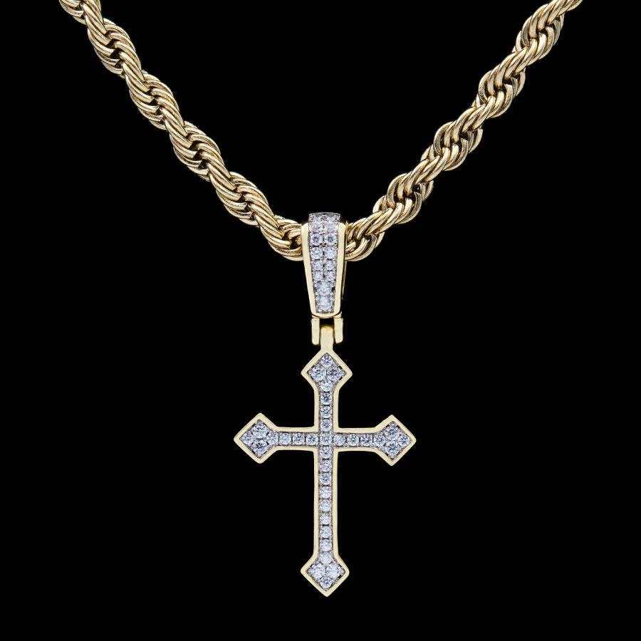 Pendentif Croix Celtique Givrée en Or Jaune 8Shine