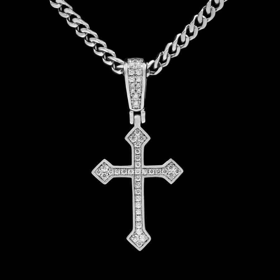 Pendentif Croix Celtique Givrée en Or Blanc 8Shine