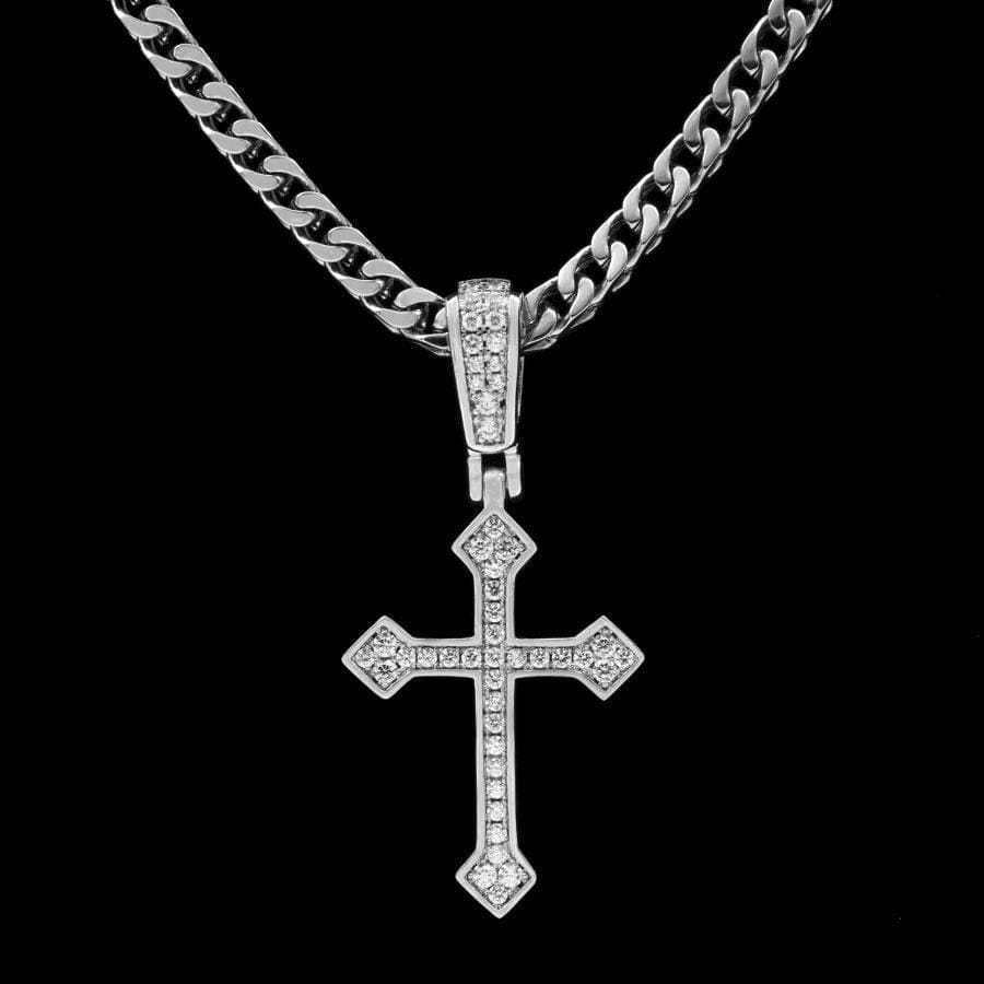 Pendentif Croix Celtique Givrée en Or Blanc 8Shine
