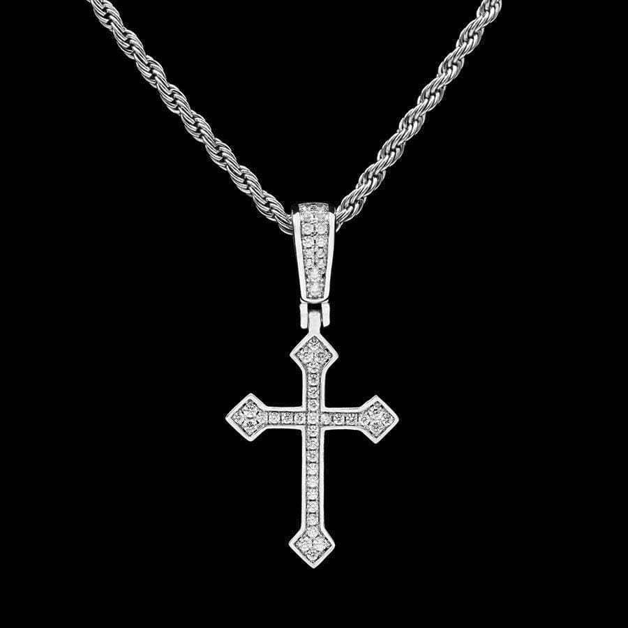 Pendentif Croix Celtique Givrée en Or Blanc 8Shine