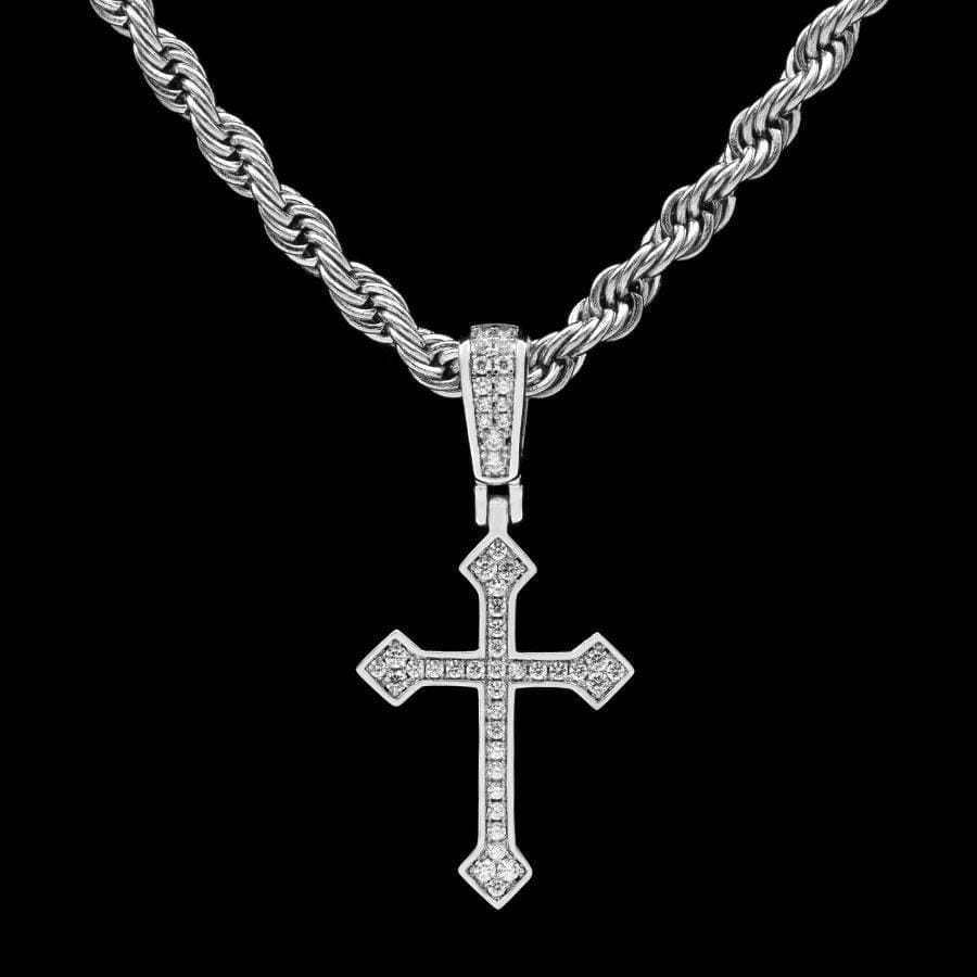 Pendentif Croix Celtique Givrée en Or Blanc 8Shine