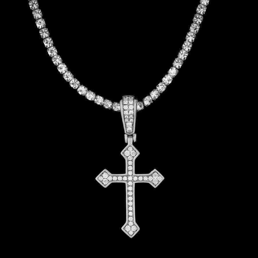 Pendentif Croix Celtique Givrée en Or Blanc 8Shine