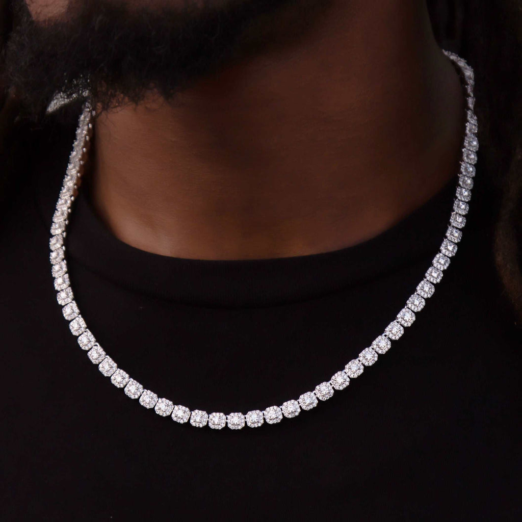 Micro Chaine Tennis Clustered 8Shine en Or Blanc