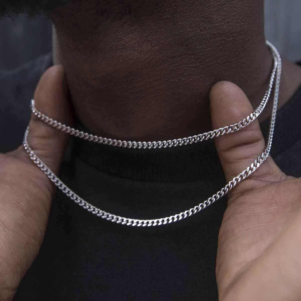 Micro Chaîne Cuban en Or blanc – 3 mm