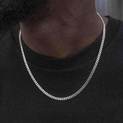 Micro Chaîne Cuban en Or blanc – 3 mm