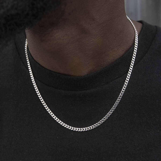 Micro Chaîne Cuban en Or blanc – 3 mm