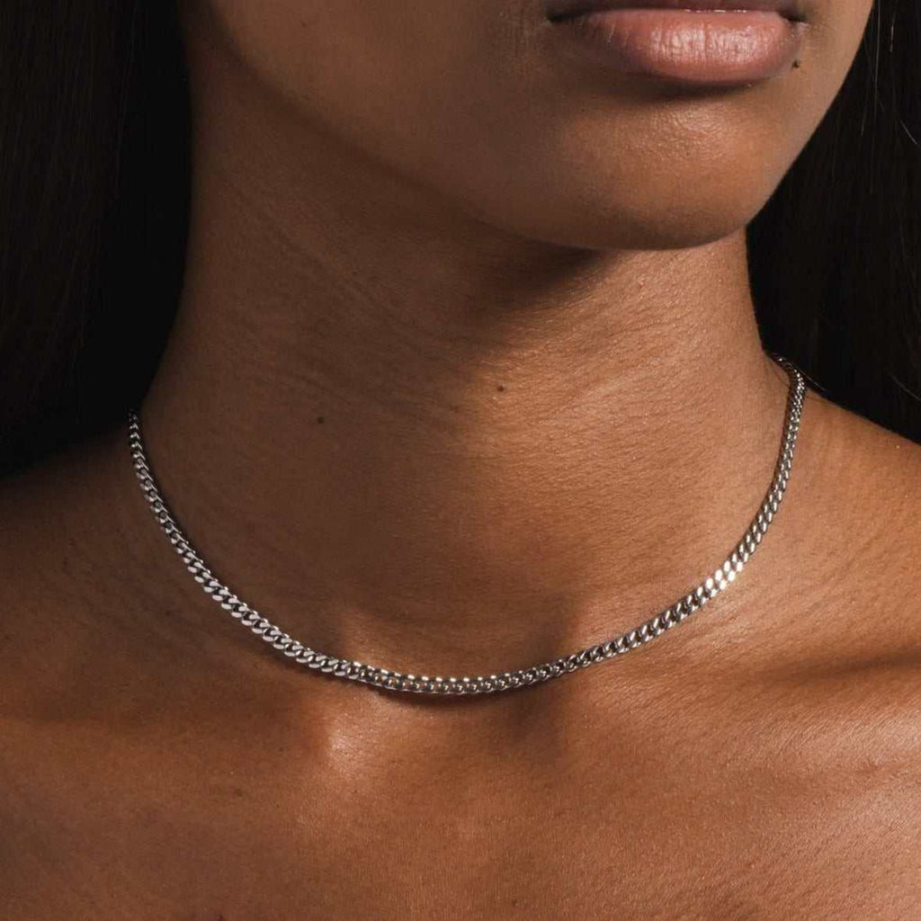 Collier 8Shine — Chaîne Micro Cuban en Or Blanc 3mm