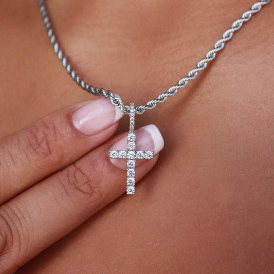 Pendentif 8Shine — Croix Micro à Diamants en Or Blanc