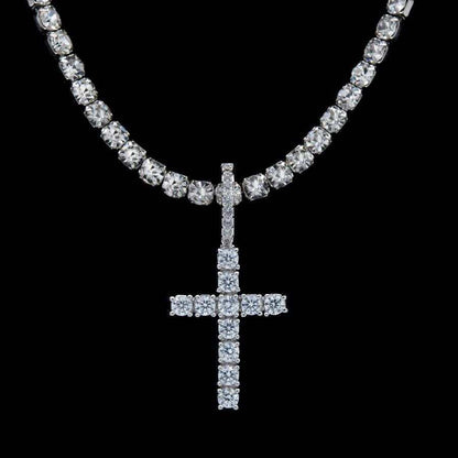 Pendentif 8Shine — Croix Micro à Diamants en Or Blanc