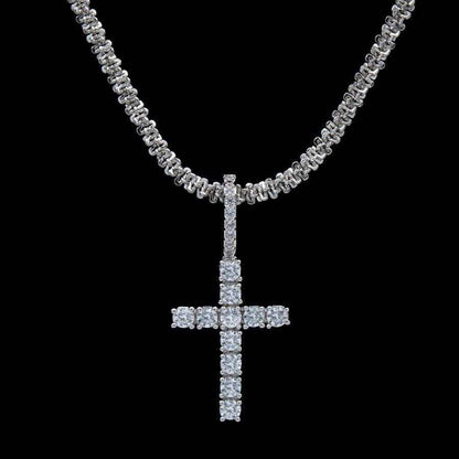 Pendentif 8Shine — Croix Micro à Diamants en Or Blanc