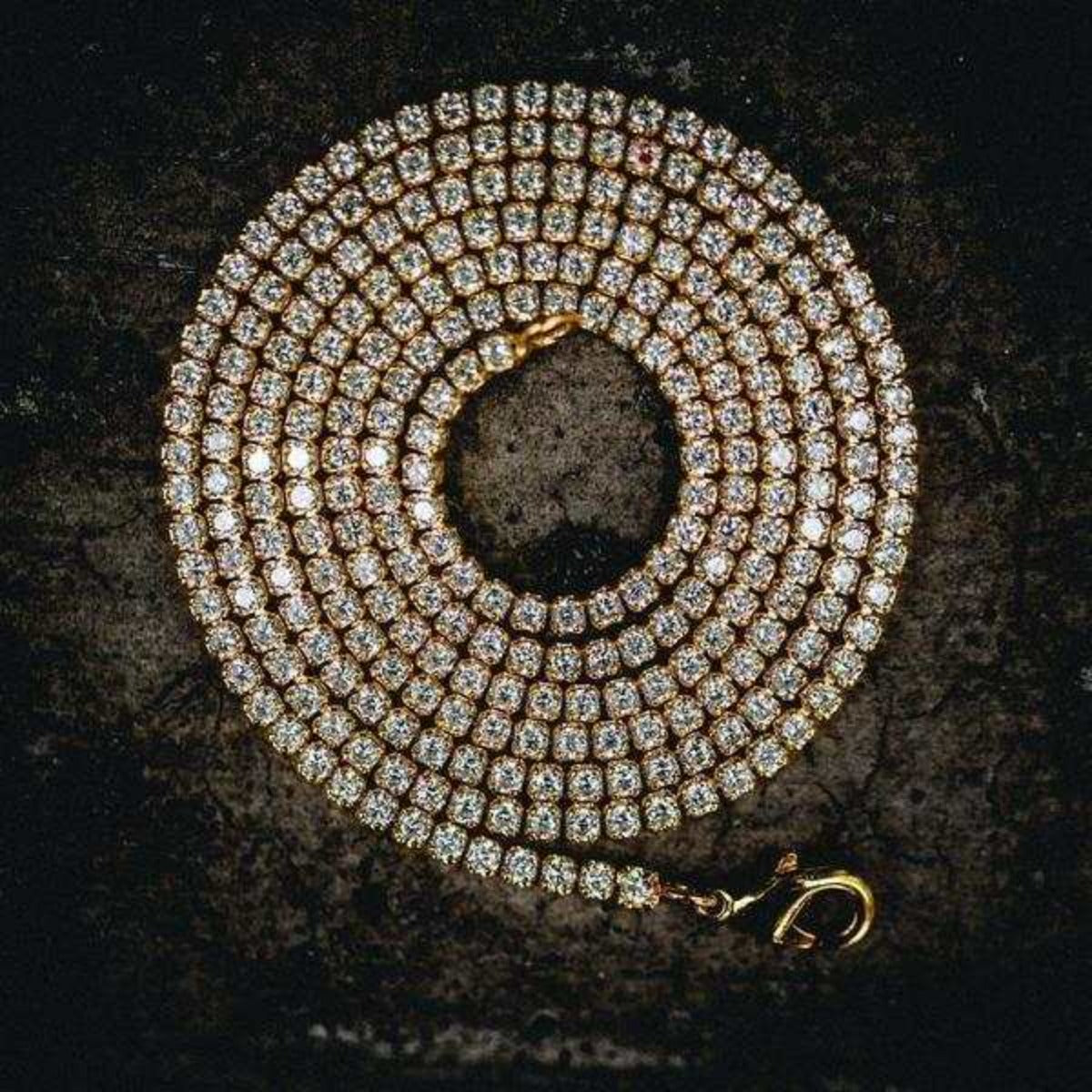 Micro Chaine Tennis en Or jaune - 2.5mm