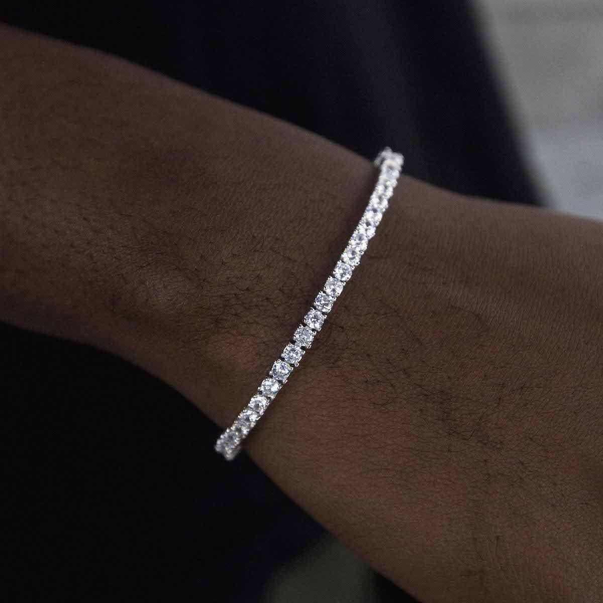 Bracelet Tennis Diamant 8Shine Or Blanc - 3mm